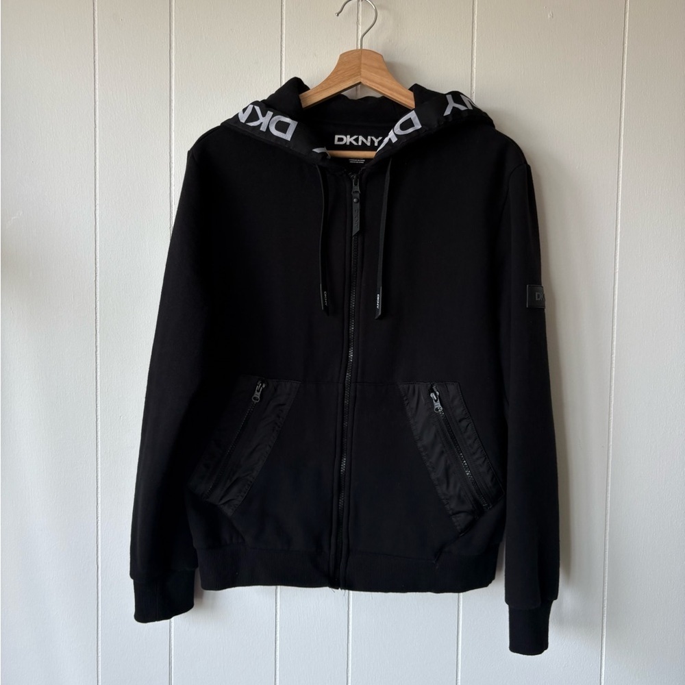 DKNY Black Men's Zip Up Hoodie | Size Small - Picture 2 of 6